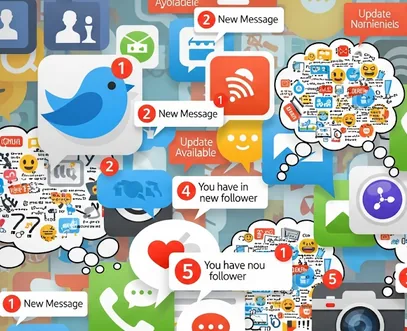 Illustration of overlapping chat and notification icons